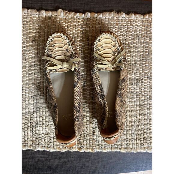 Stuart Wietzman snake skin leather flat loafers - Picture 1 of 9